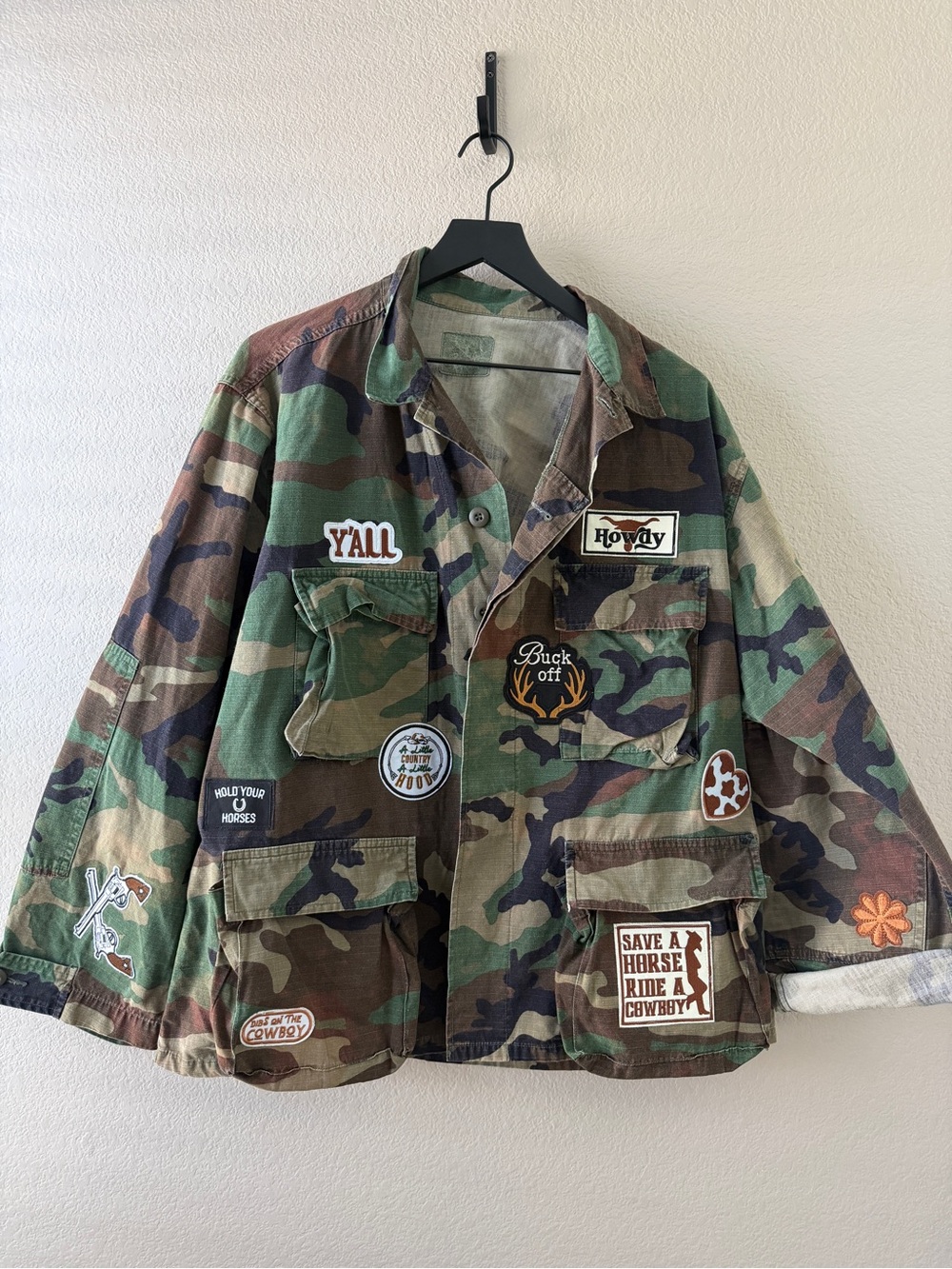 Camouflage Patchwork Utility Jacket - Green Camo